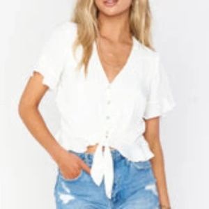 Show Me Your Mumu Ollie Top White Speckled Dots in XS